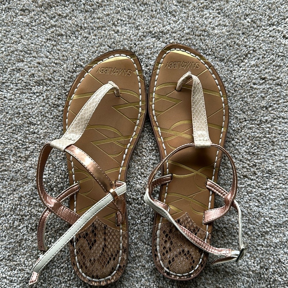 Sam and Libby, metallic and faux snakeskin sandals
